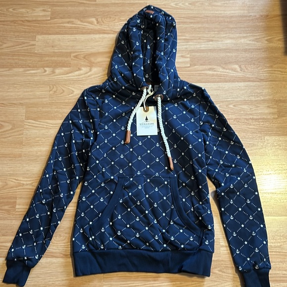 Wanakome Navy Anchor Hoodie, Size Small, NWT - Picture 5 of 5